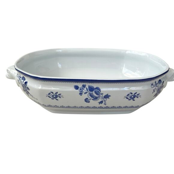 Vintage Spode Gloucester Vegetable Bowl Blue White Floral England Ironstone - Picture 2 of 8
